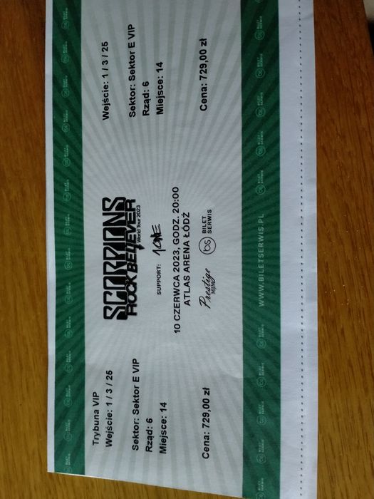 Bilet VIP na koncert Scorpions Rock Beliver