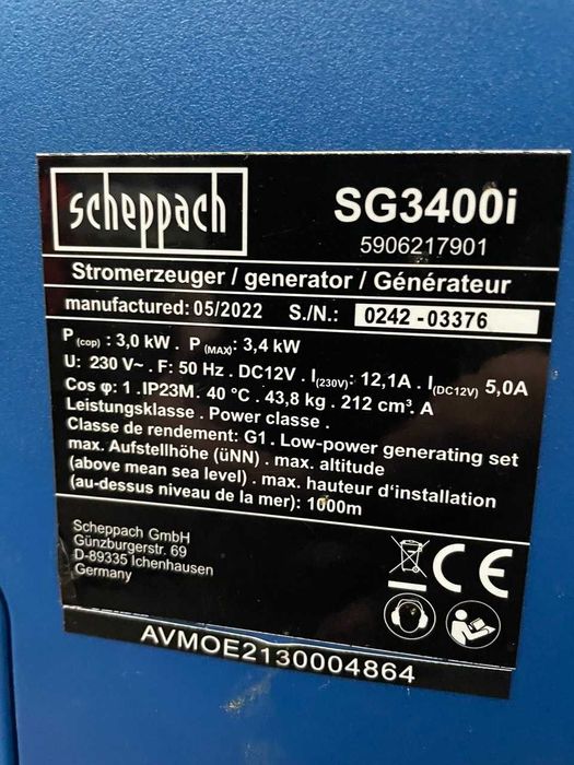 Генератор інверторний Scheppach SG3400i 3,4 КВТ