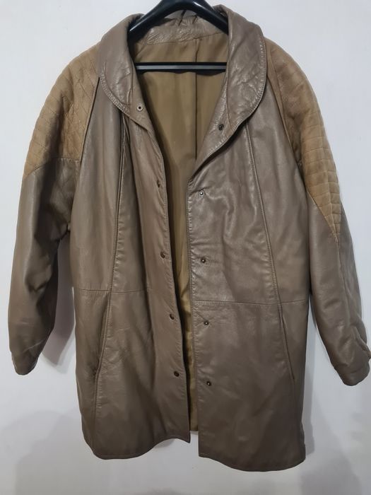 Piękna unikatowa kurtka oversize płaszcz skórzany Vintage