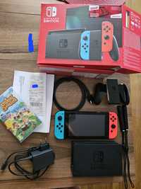 Nintendo Swich +Joy-Con Neon Blue&Red z gwarancją i folią ochr. + gra