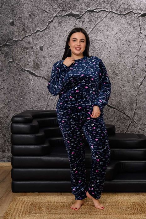 Батальні махрові жіночі пижами, 2XL, 3XL, 4XL