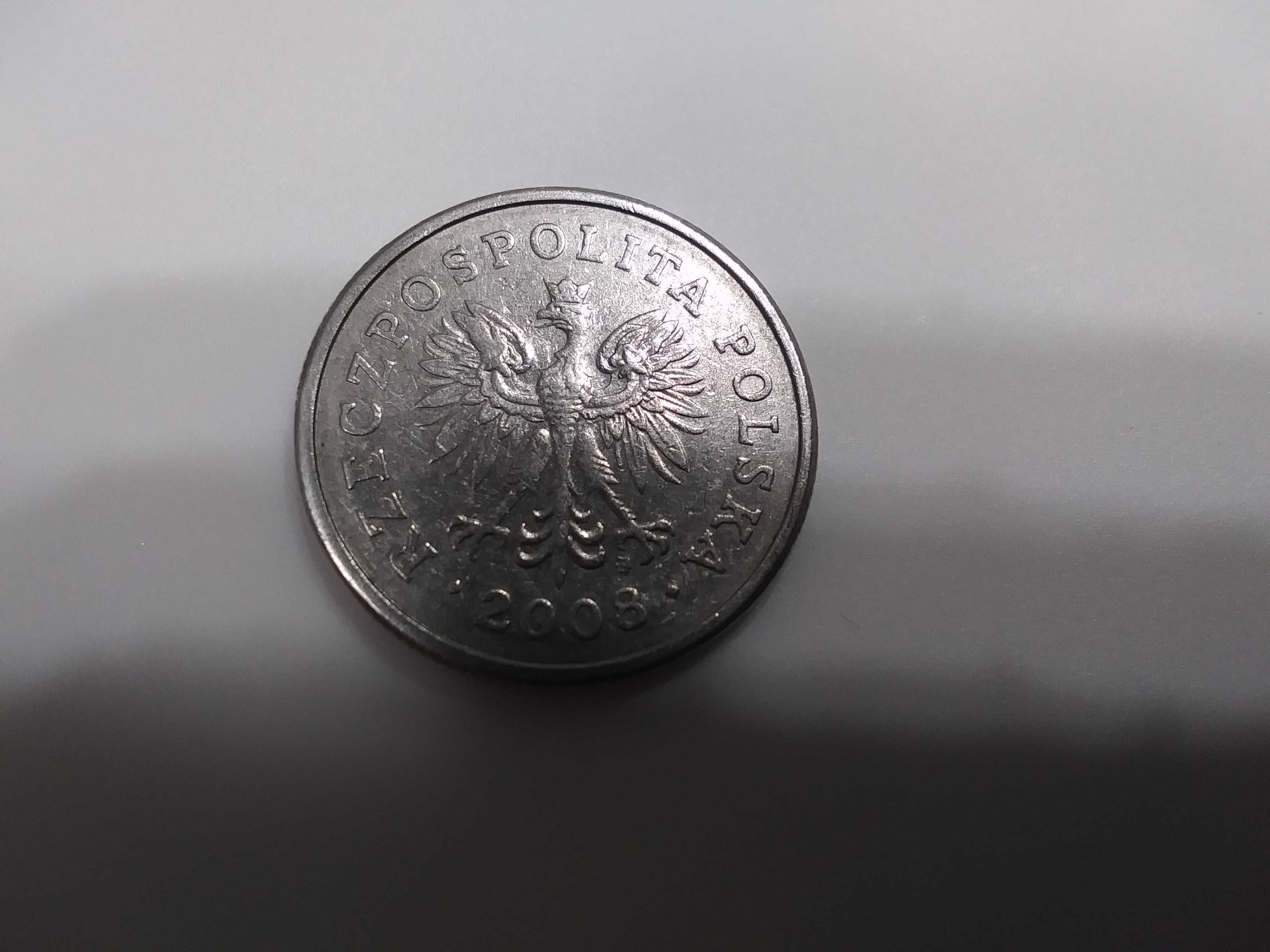 Moneta 1 zł złoty z 2008 obiegowa destrukt stempel kleks PLN rzadka