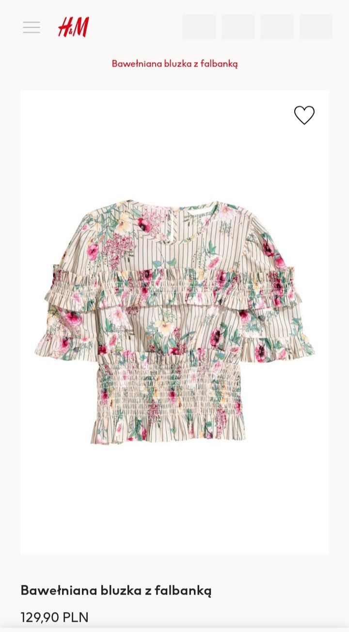 Naturalny zestaw H&M len bawełna XS-S spódnica I bluzka w kwiatuszki