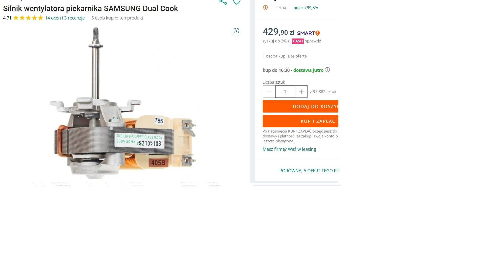Silnik Wentylatora SMC-EBF 64A górny piekarnik Samsung Dual Cook