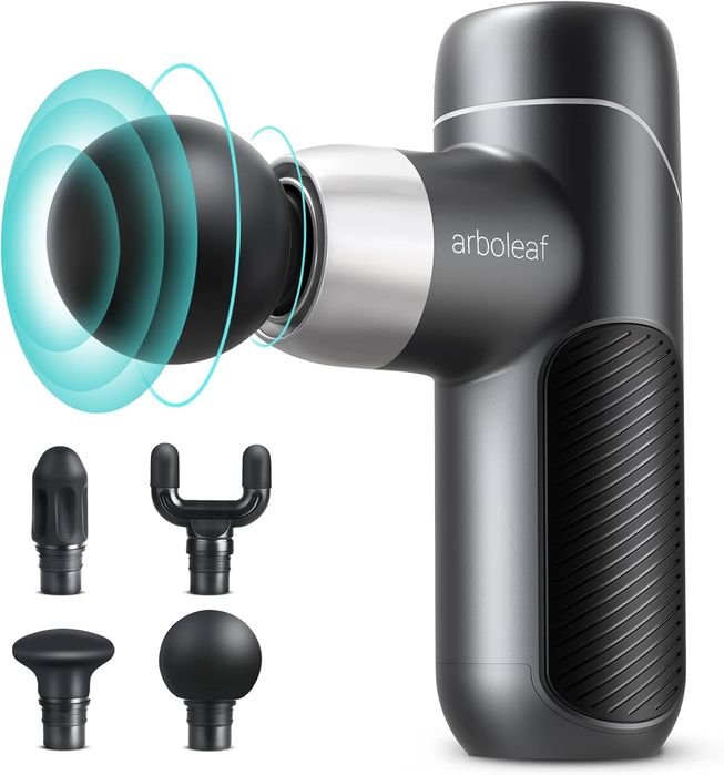 Mini masażer 0,39kg 5 prędkości zestaw 4 głowice cichy silnik gun