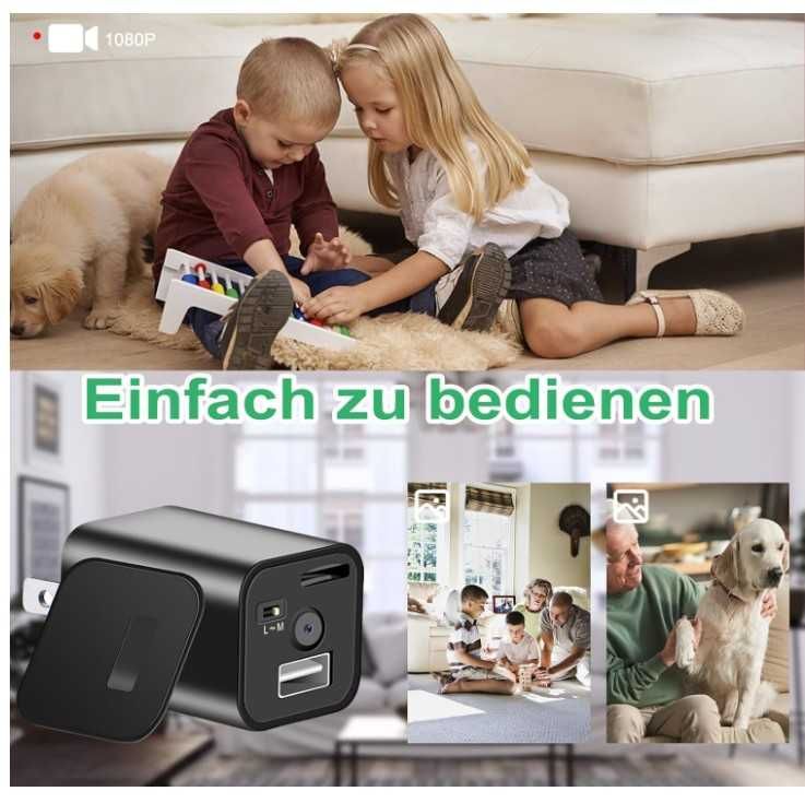 Kamera szpiegowska w kostce do ładowania telefonu USB, 1080P