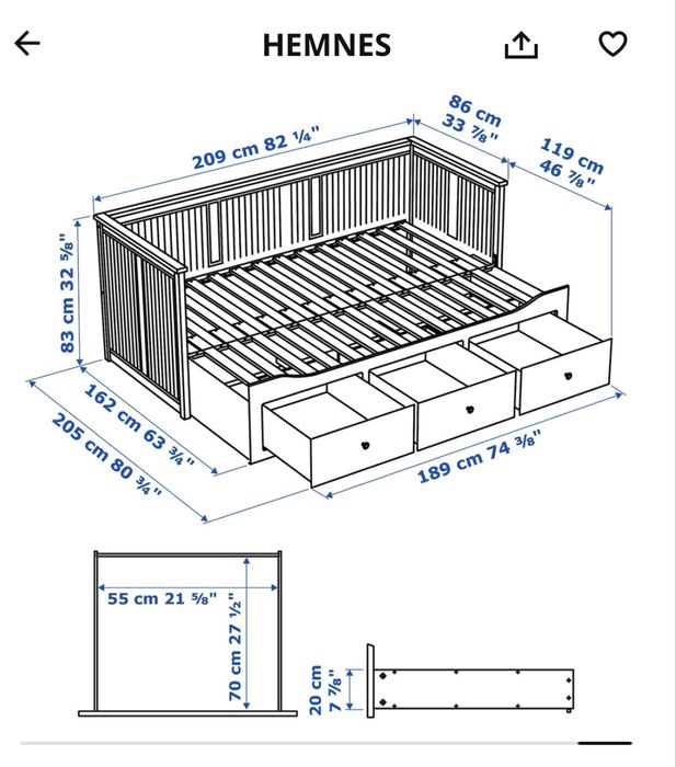 Ikea łóżko HEMNES