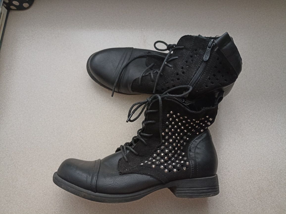 Buty botki DeeZee czarne sztyblety 37
