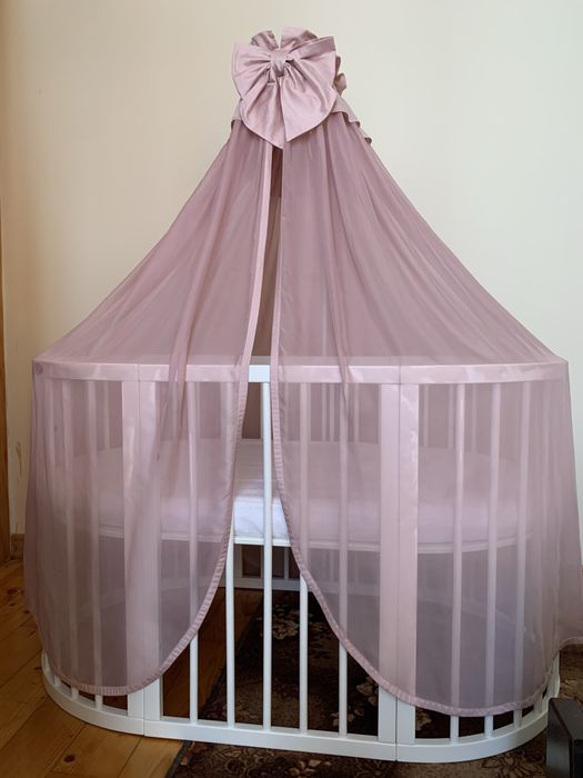 Дитяче овальне ліжечко Royal Sleep 9 в 1 бортики балдахін