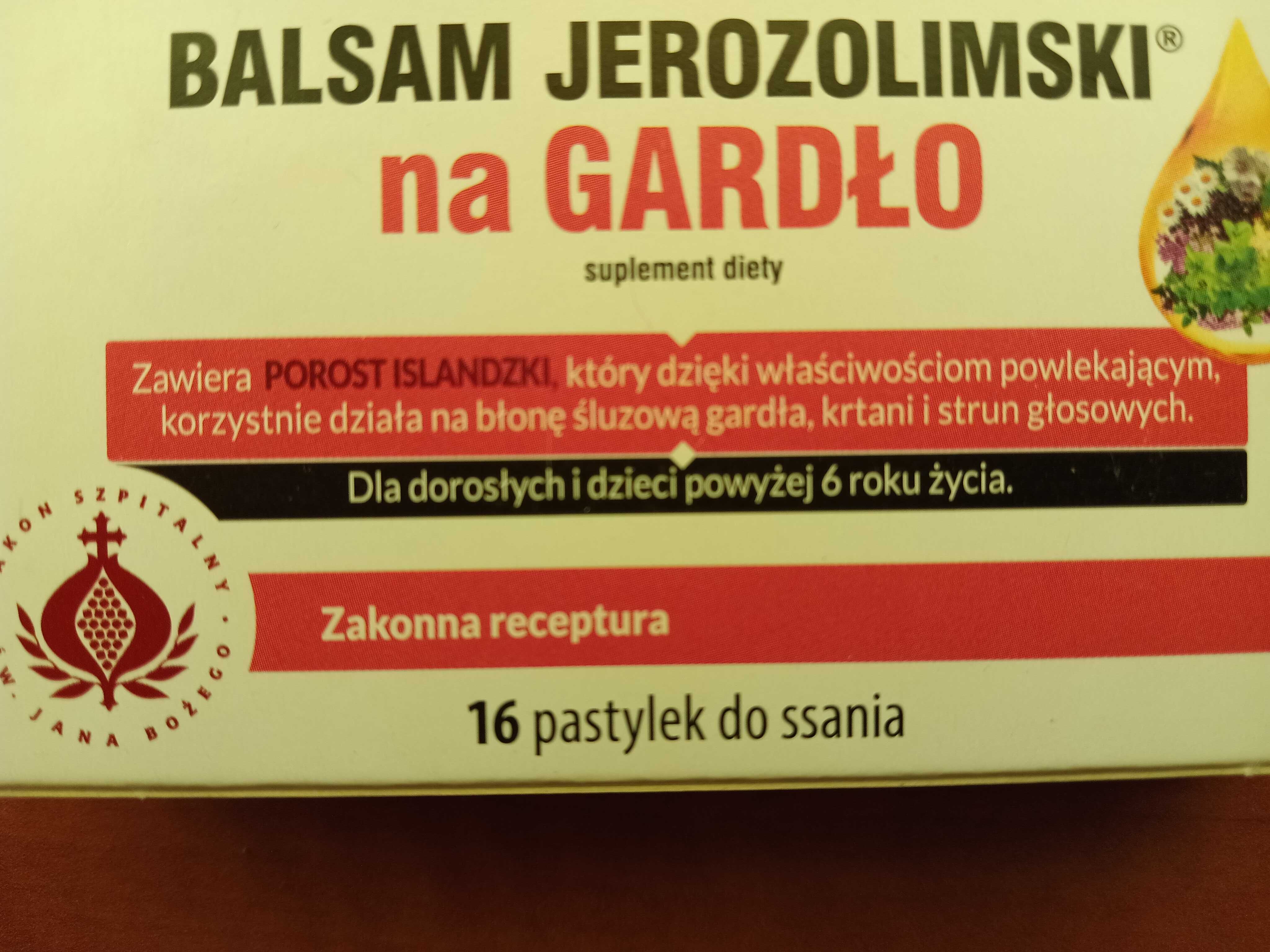 Balsam jerozolimski pastylki do ssania na gardło