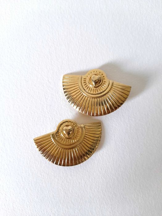 Brincos de mola vintage dos anos 80 banhados a ouro 18K