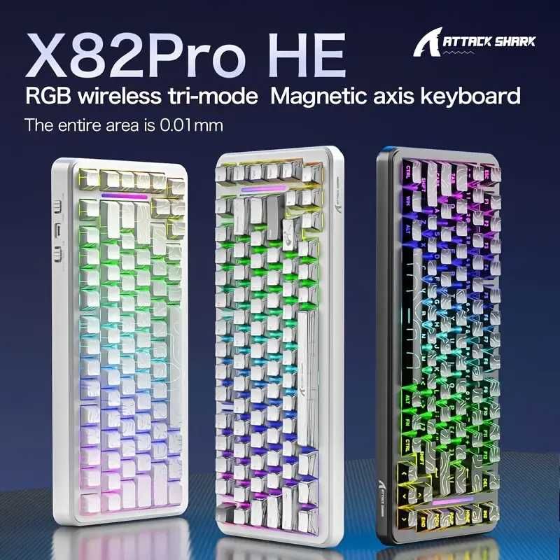 ATTACK SHARK X82PRO HE бездротова RGB магнітна клавіатура