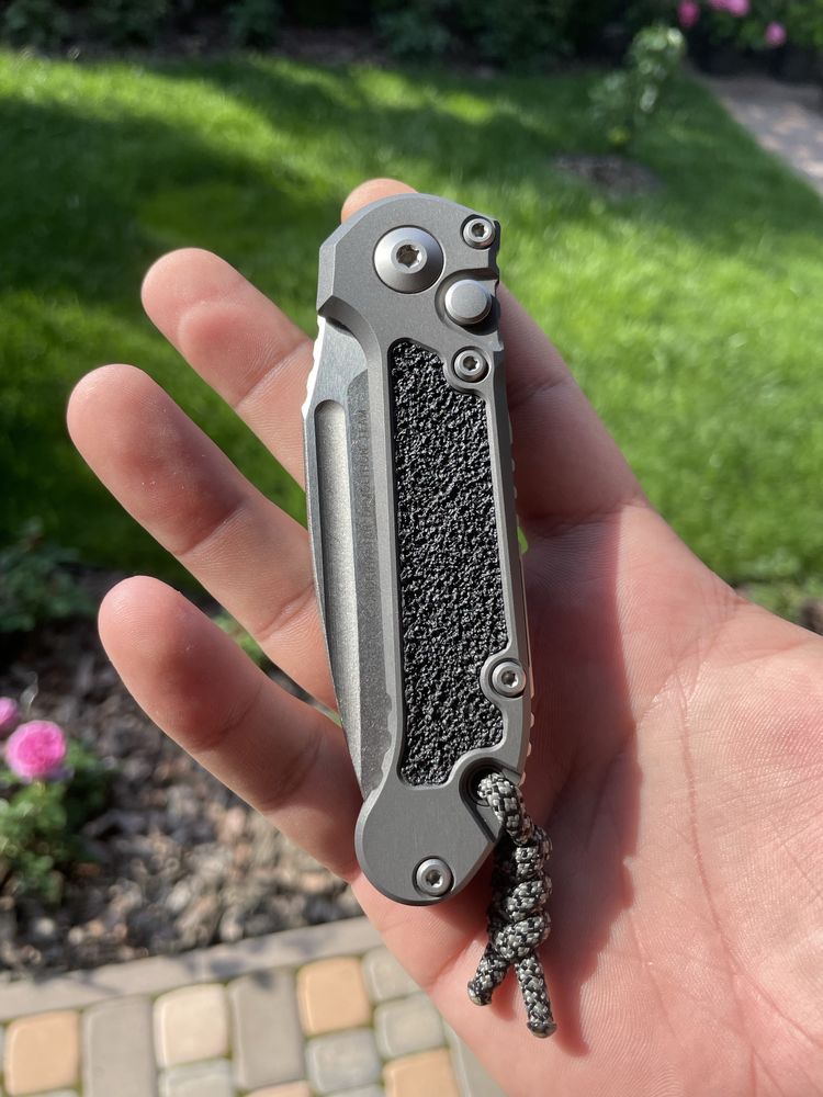 Microtech LUDT GEN III Stonewashed Drop Point w/Natural Clear Handle