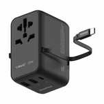 MOMAX ładowarka podróżna 3w1 z kablem Typ-C 1-World+ Czarna 70W PL