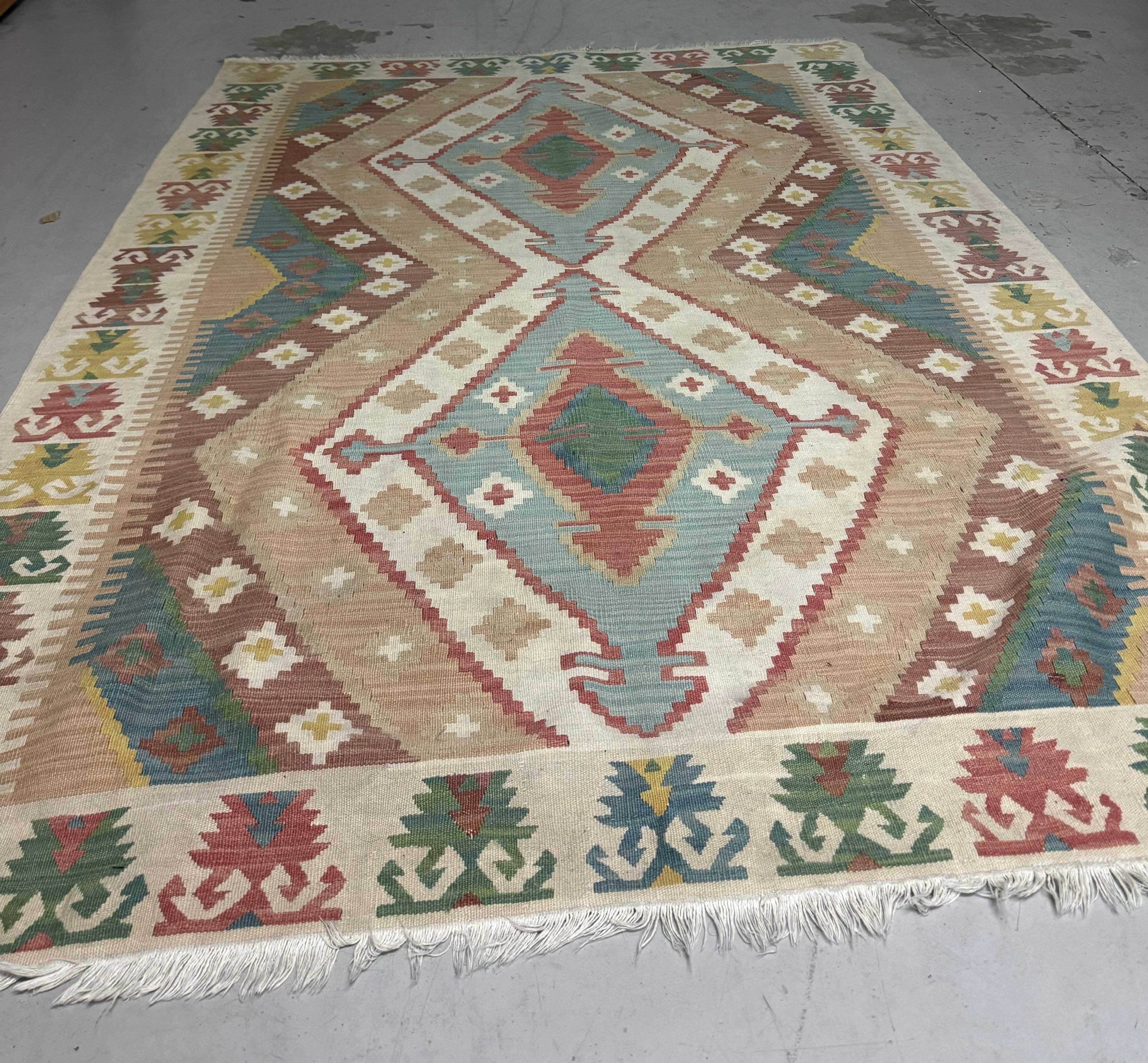 Tapete Kilim Bege Pérola Autêntico 140x200cm em excelente estado