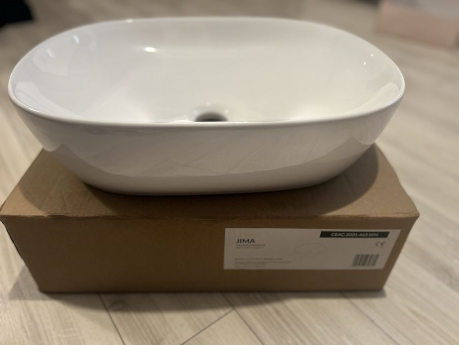 Jima umywalka nablatowa 46x37 cm owalna, biały połysk