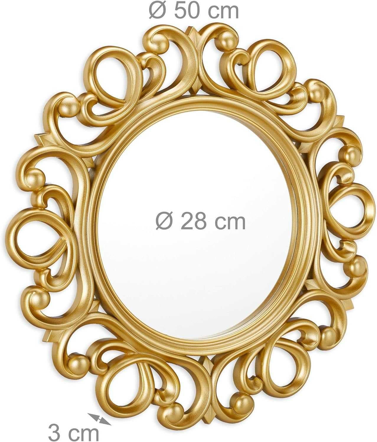 4R60 -50% okrągłe lustro ścienne 50 cm złota rama glamour ornament