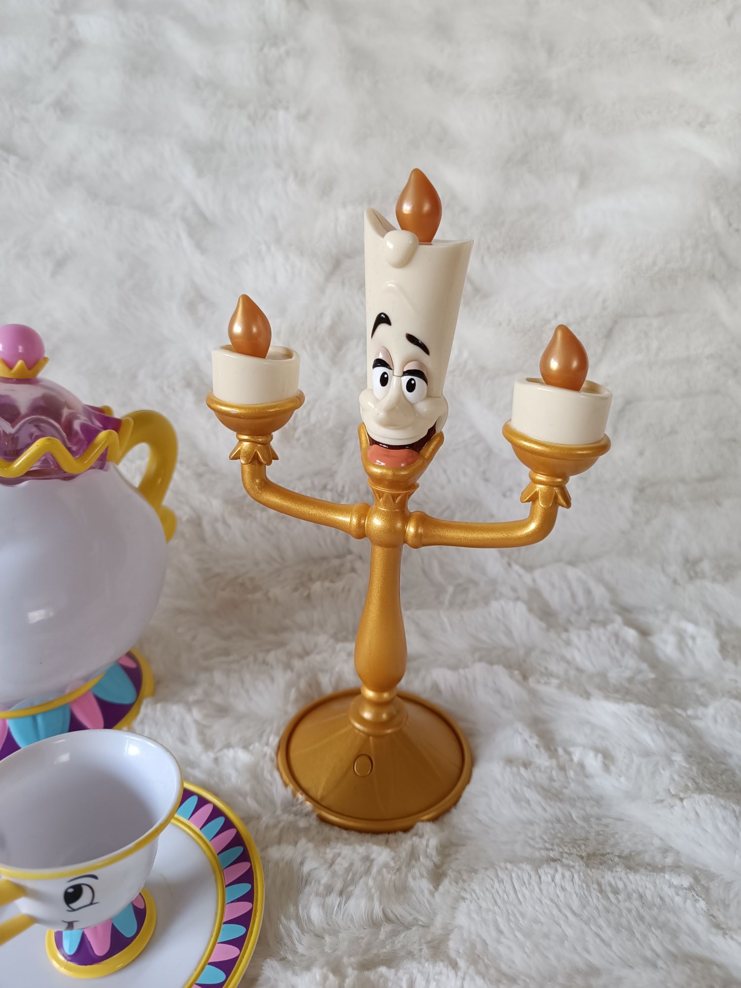 Disney Piękna i Bestia Bella śpiewający świecznik czajniczek filiżanka