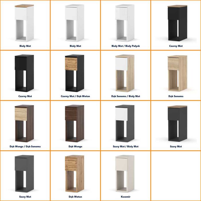 Szafka Nocna Nowoczesna Do Sypialni Wąska 20cm Stolik Nocny 2 Szuflady