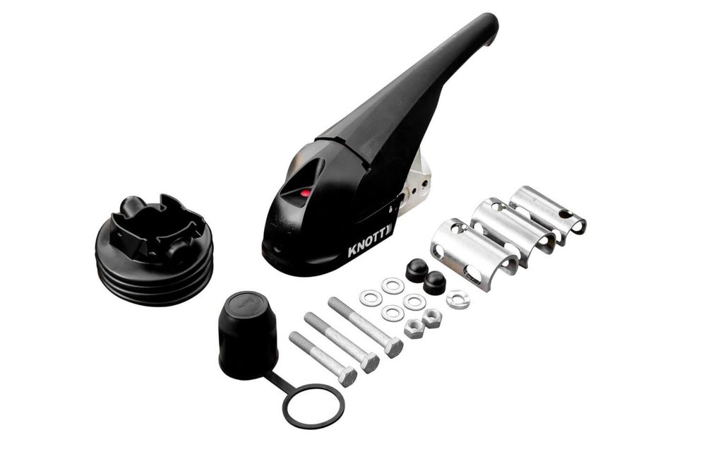 Zaczep kulowy ze stabilizatorem KNOTT do przyczepy 3000kg dyszl rurowy