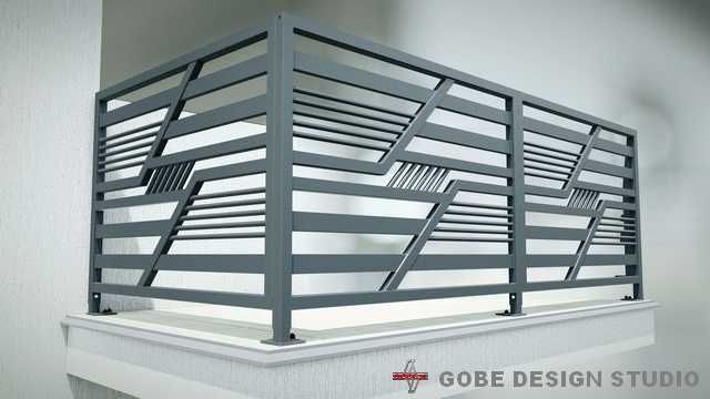 Balustrada na balkon prosty narożny wymiar 2mx1m Gobe Design Studio