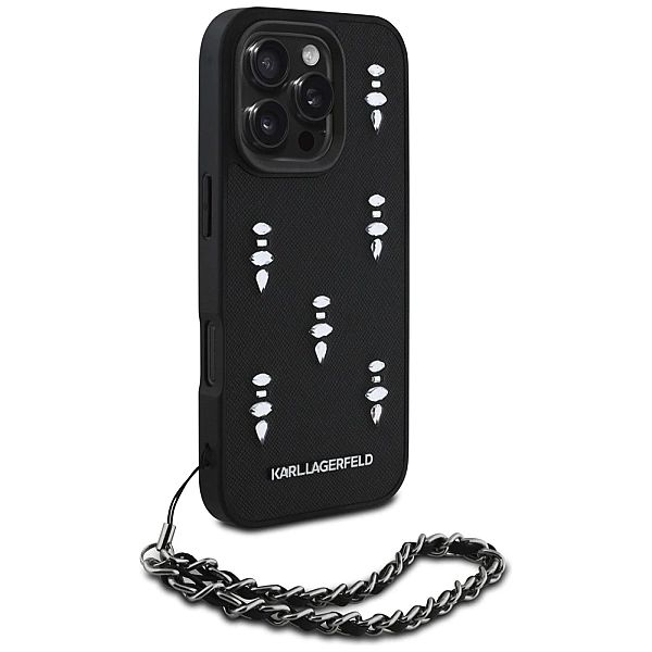 Etui Karl Lagerfeld Saffiano Crystals w/Chain na iPhone 16 Pro Max - c