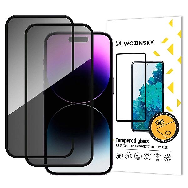 Szkło hartowane Wozinsky Privacy Glass prywatyzujące na iPhone 17 Pro,
