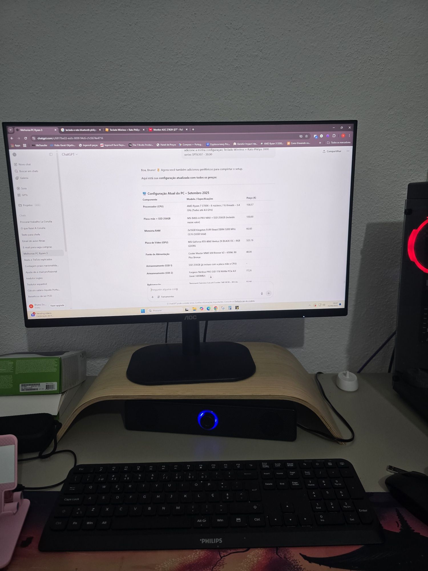 PC  Gamer Ryzen 7 5700x, RTX 4060, 32gb, ssd 1Tb +256mb