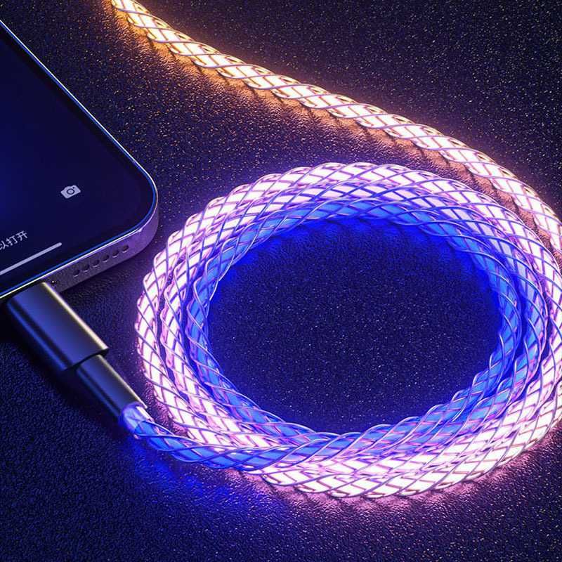 Kabel Ładowania PD typ-C do typu C 6A 100W MAX RGB LED