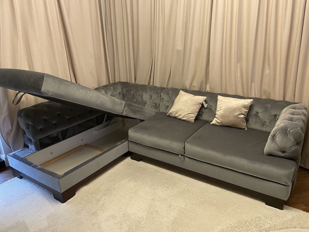 Sofa pikowana Kanapa rozkładana Silver