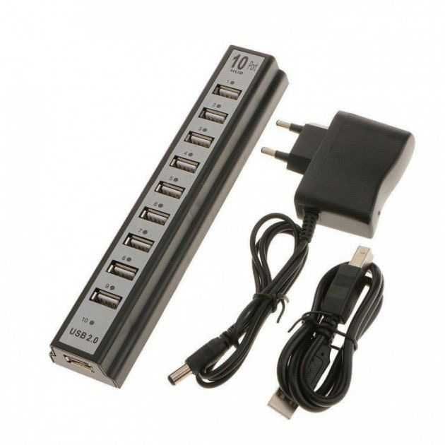 Розгалужувач USB HUB  10 портів з активною зарядкою 220V,Розгалужувач