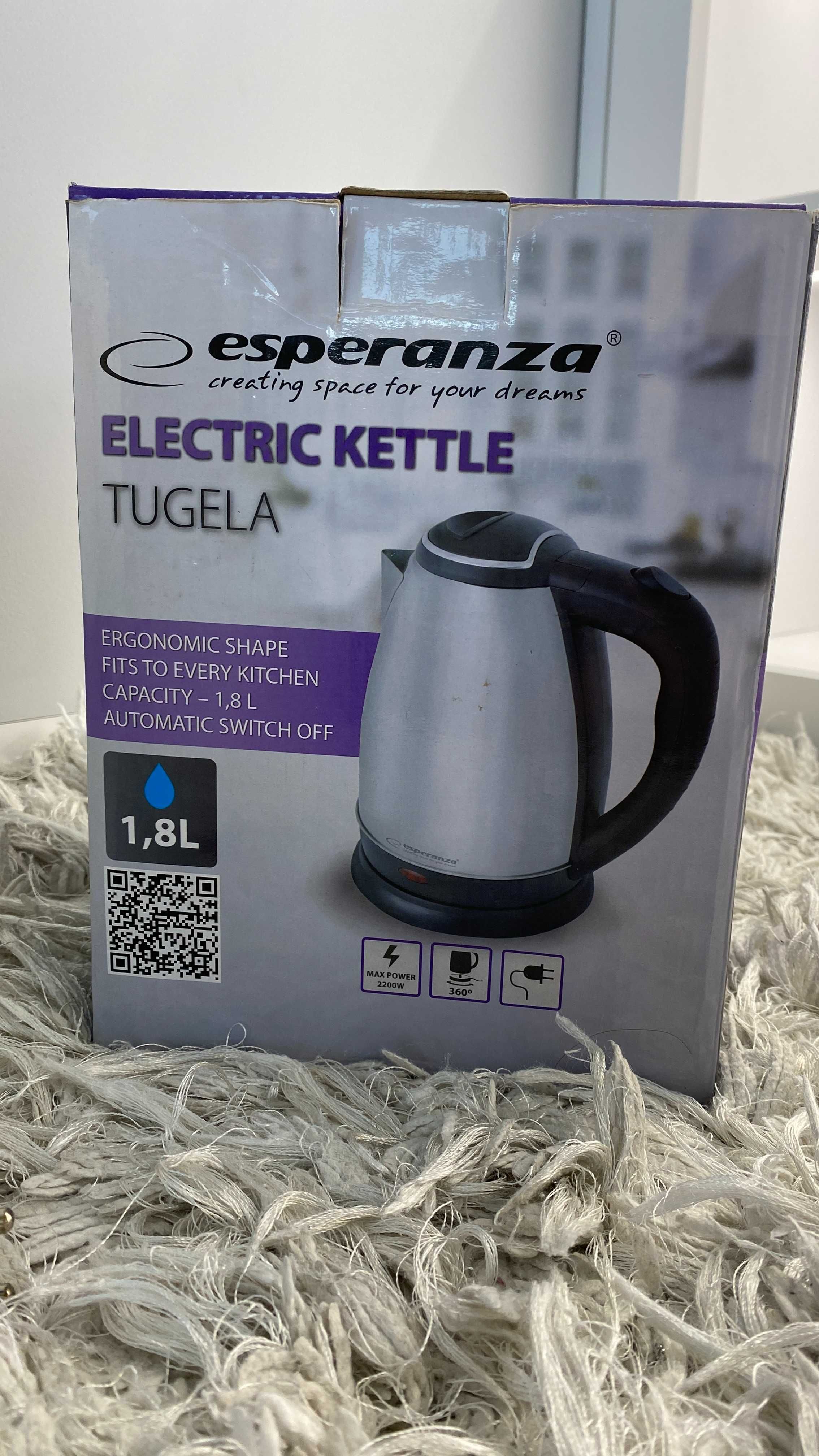 Czajnik elektryczny przewodowy Esperanza Tugela czarny i stalowy 1.8L
