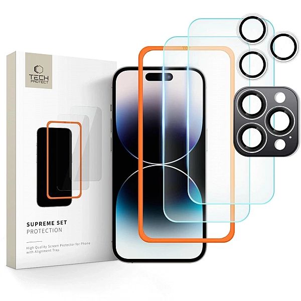 Szkło hartowane Tech-Protect Supreme Set na iPhone 16 Pro Max - przezr
