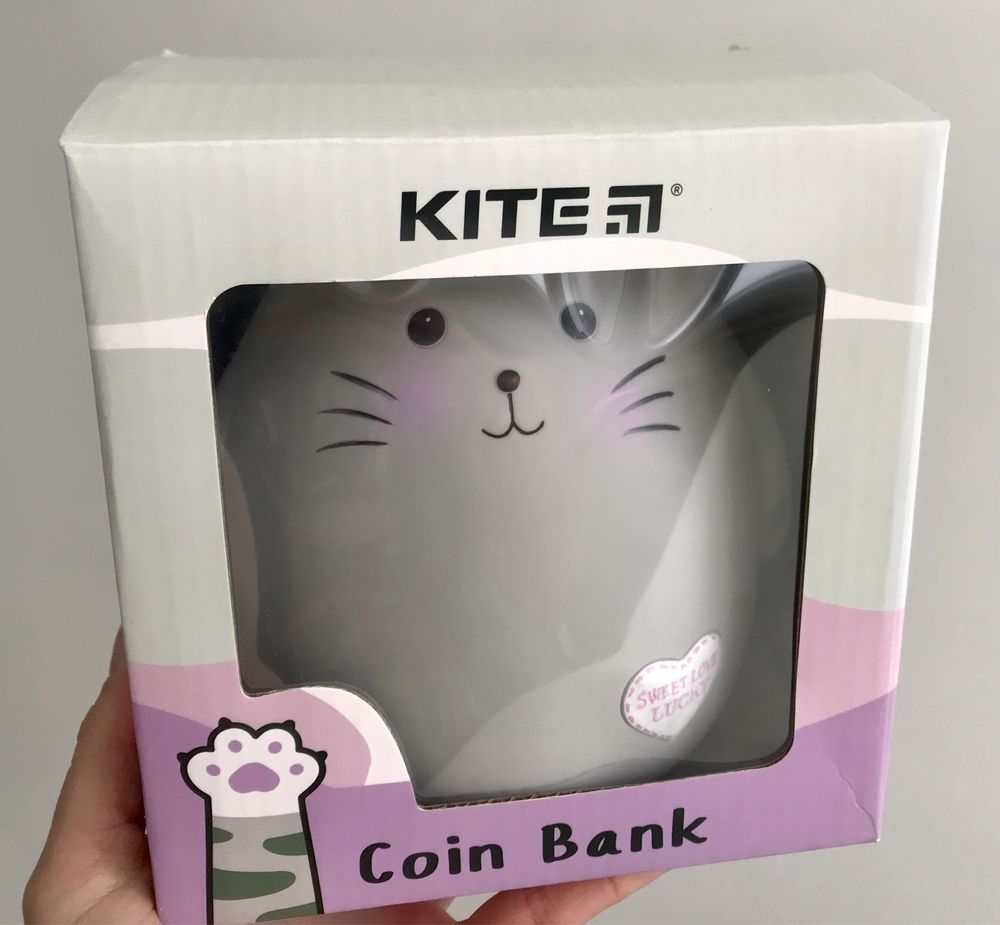 Скарбничка Kite Grey Cat копілка копилка кайт кіт киця кошка пушин