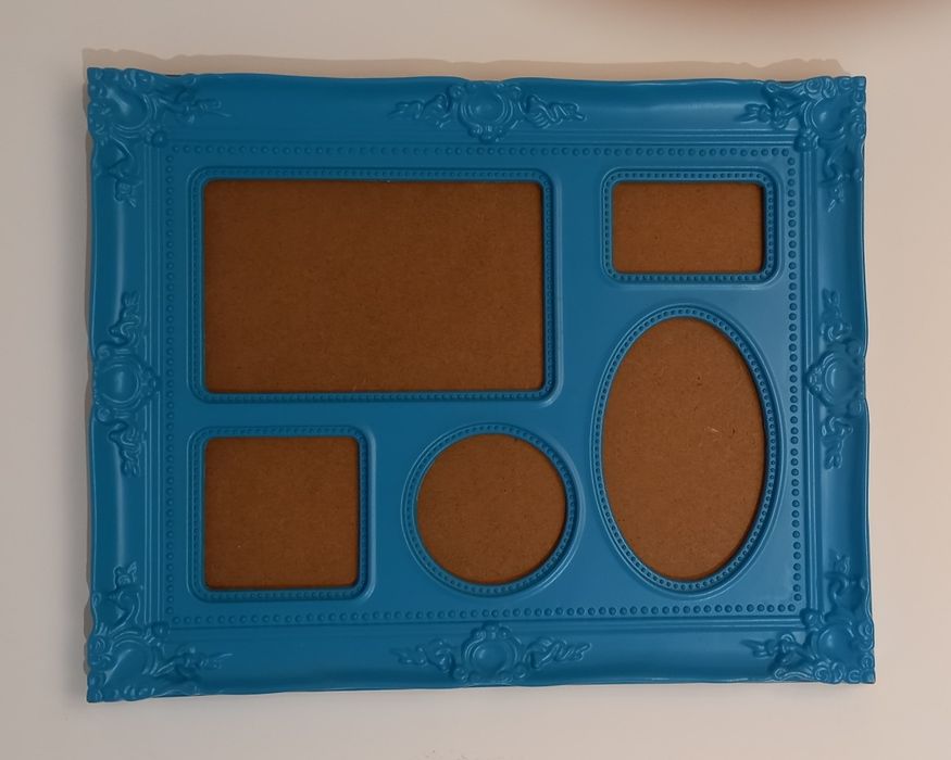 Moldura azul turquesa/cerúleo, múltipla, de plástico, 33 × 26 cm