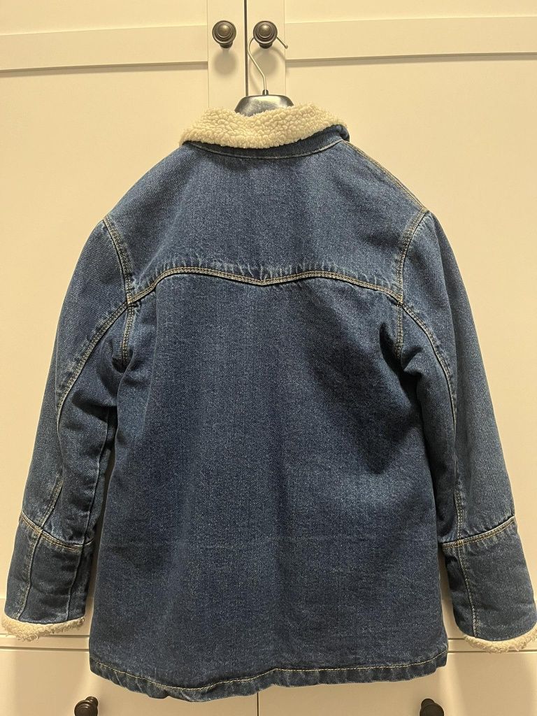 Kurtka zimowa jeansowa z futerkiem Zara r.140