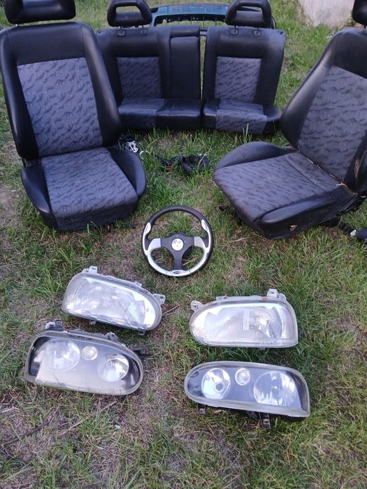 Lampy hella przód l + p kompletne golf 4 IV kierownica dedykowana spor