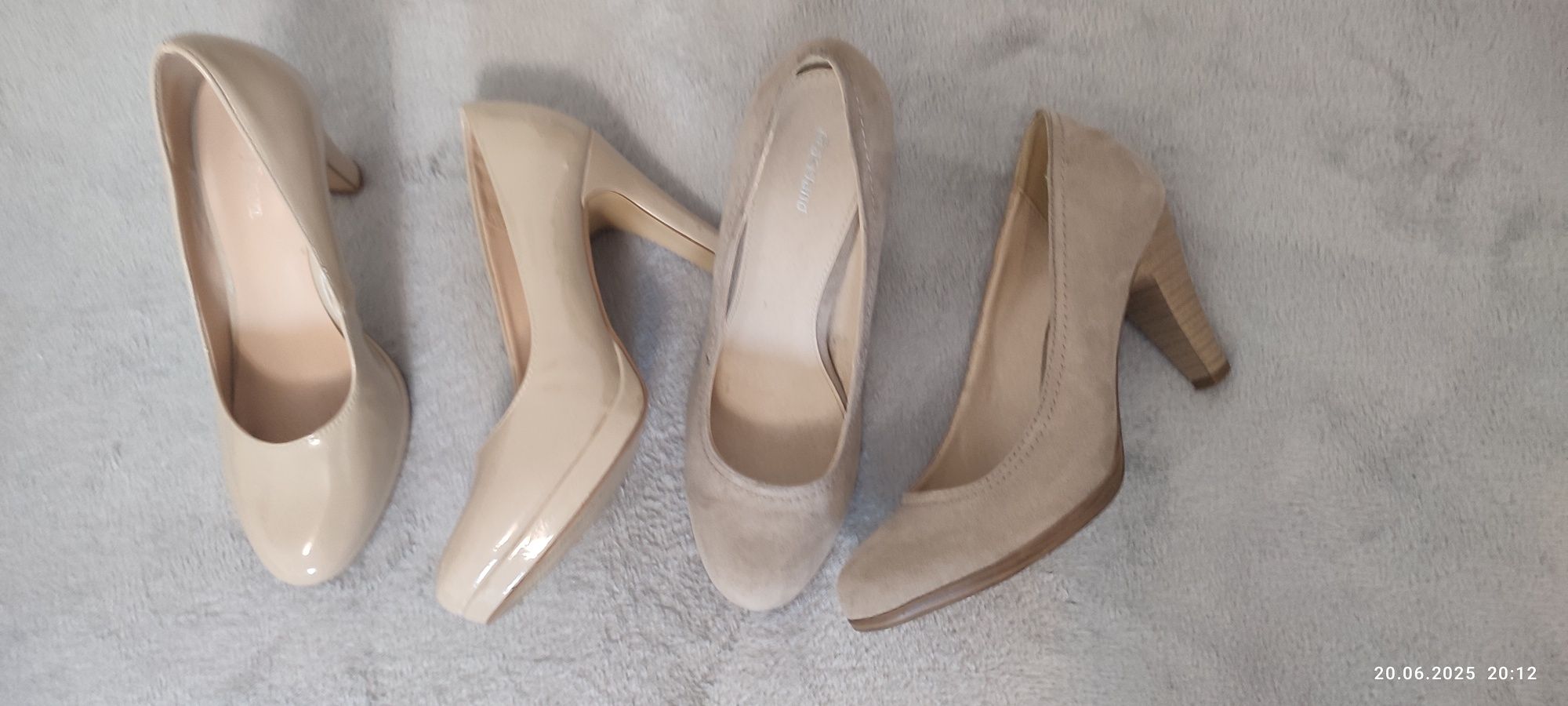 buty na obcasie beżowe, rozmiar 38