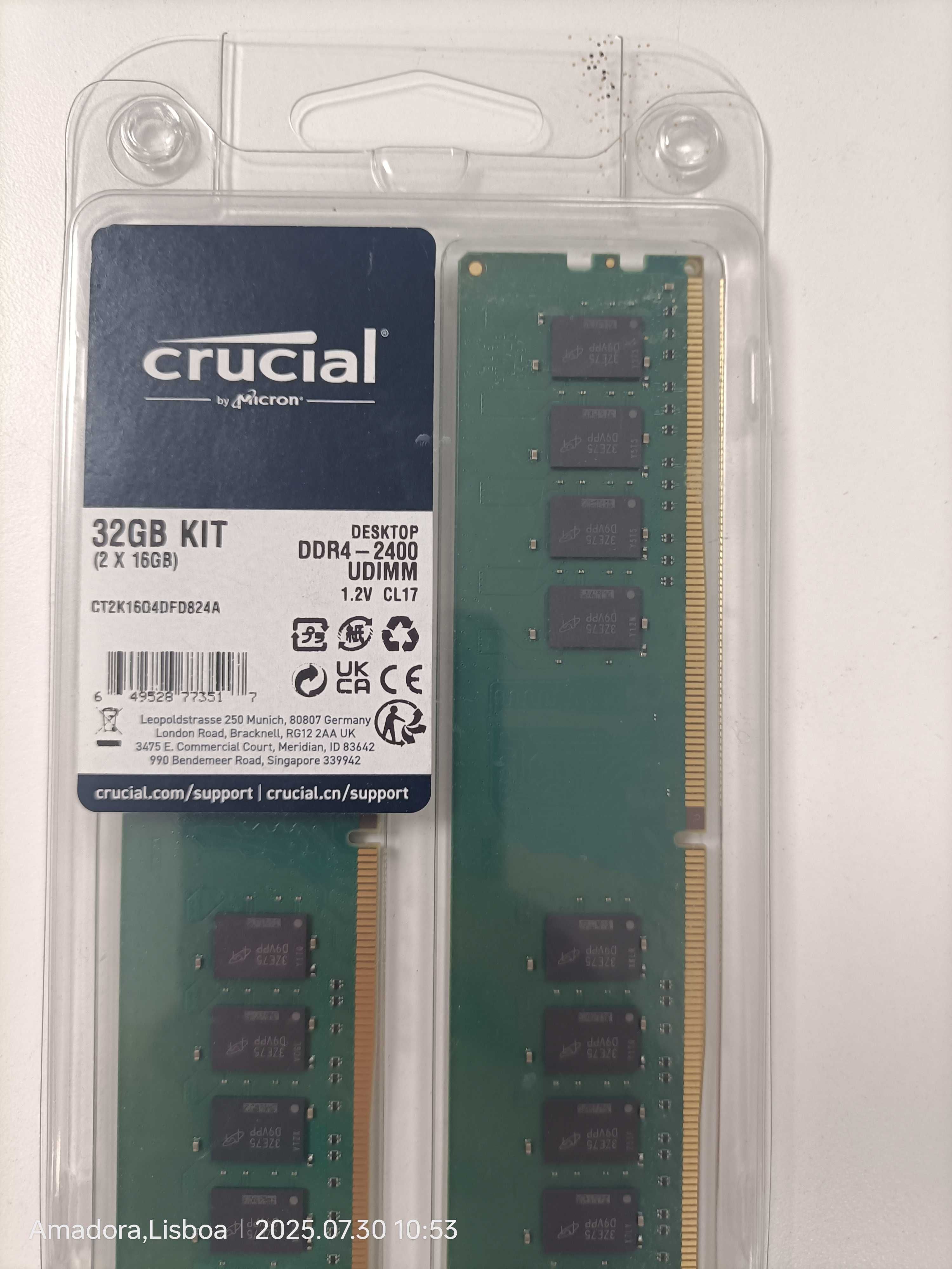 Memória RAM 2*16 DDR4 2400