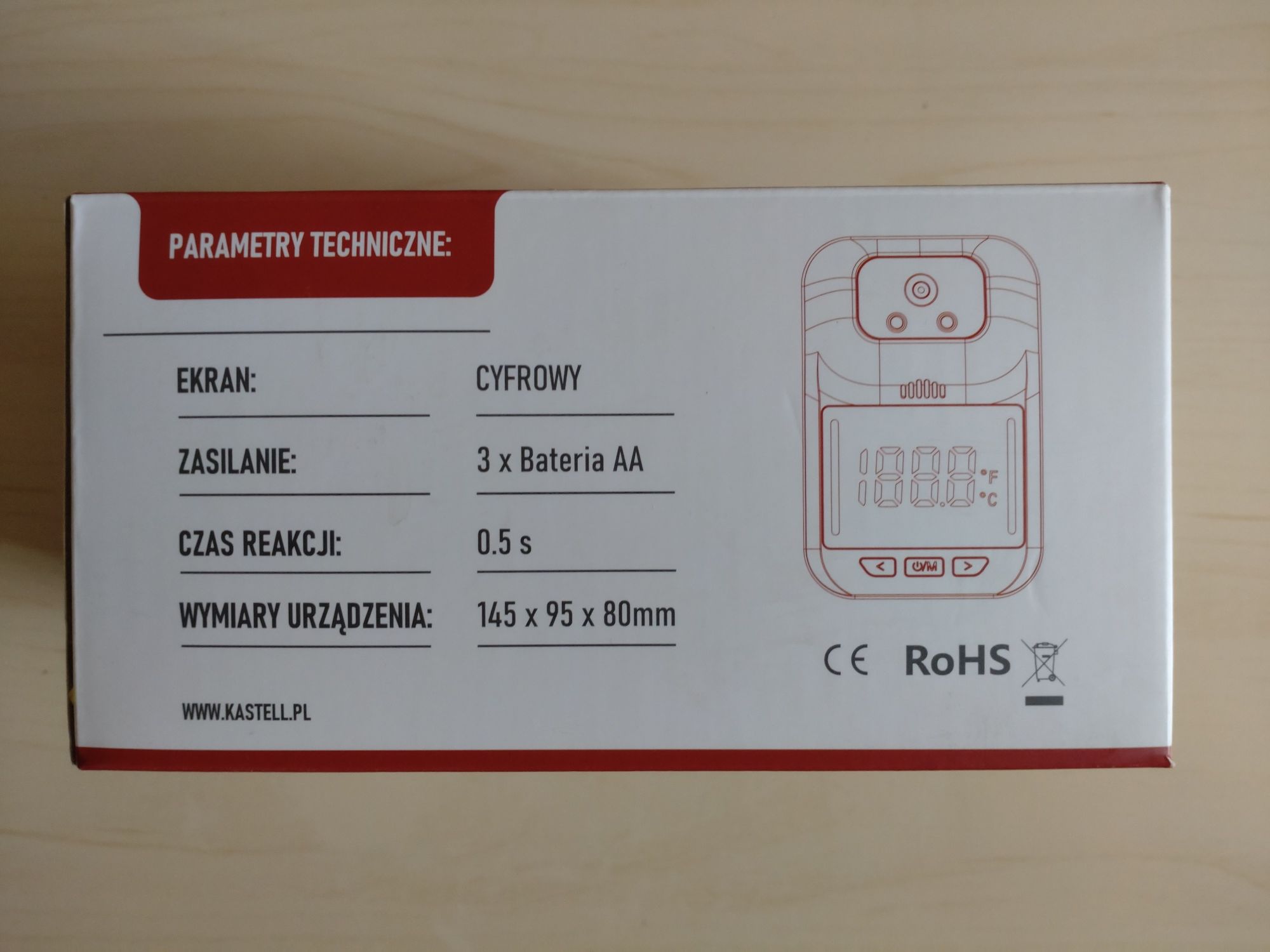 Termometr bezdotykowy Kastell 3f Plus Nowy