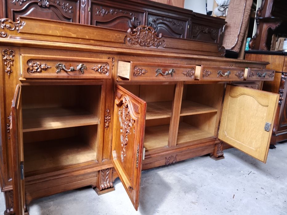 Solidna pięknie rzeźbiona wyjątkowa duża komoda dębowa