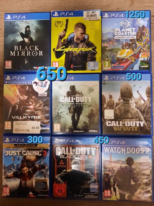 Лот ігор для PS4/5 Call of Duty, Black Mirror, Just Cause, Watch dogs2