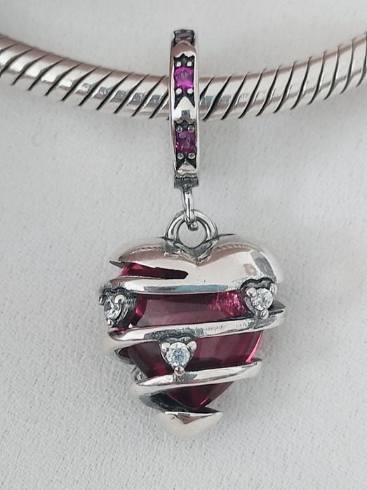 Zawieszka serce czerwone Charm's s925