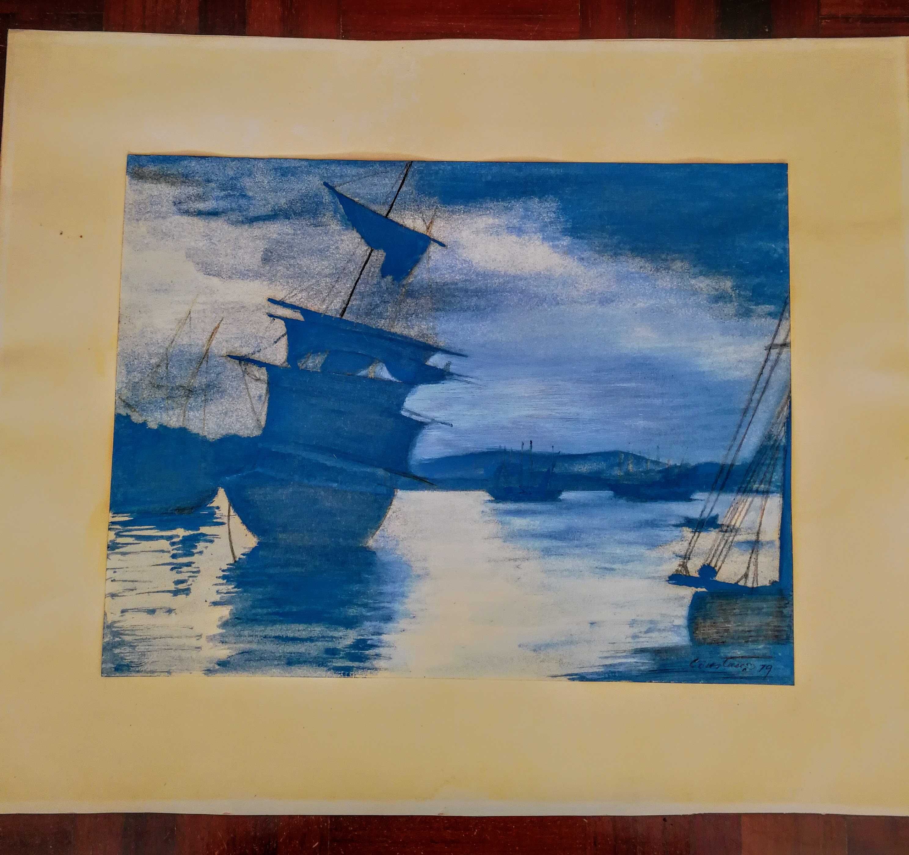 2 Aguarelas com Barcos de Constança Bracourt, Conjunto 10€