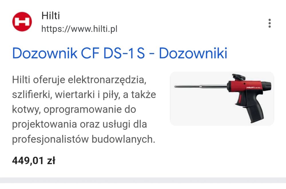 Pistolet dozownik do pianki hilti CF-DS 1