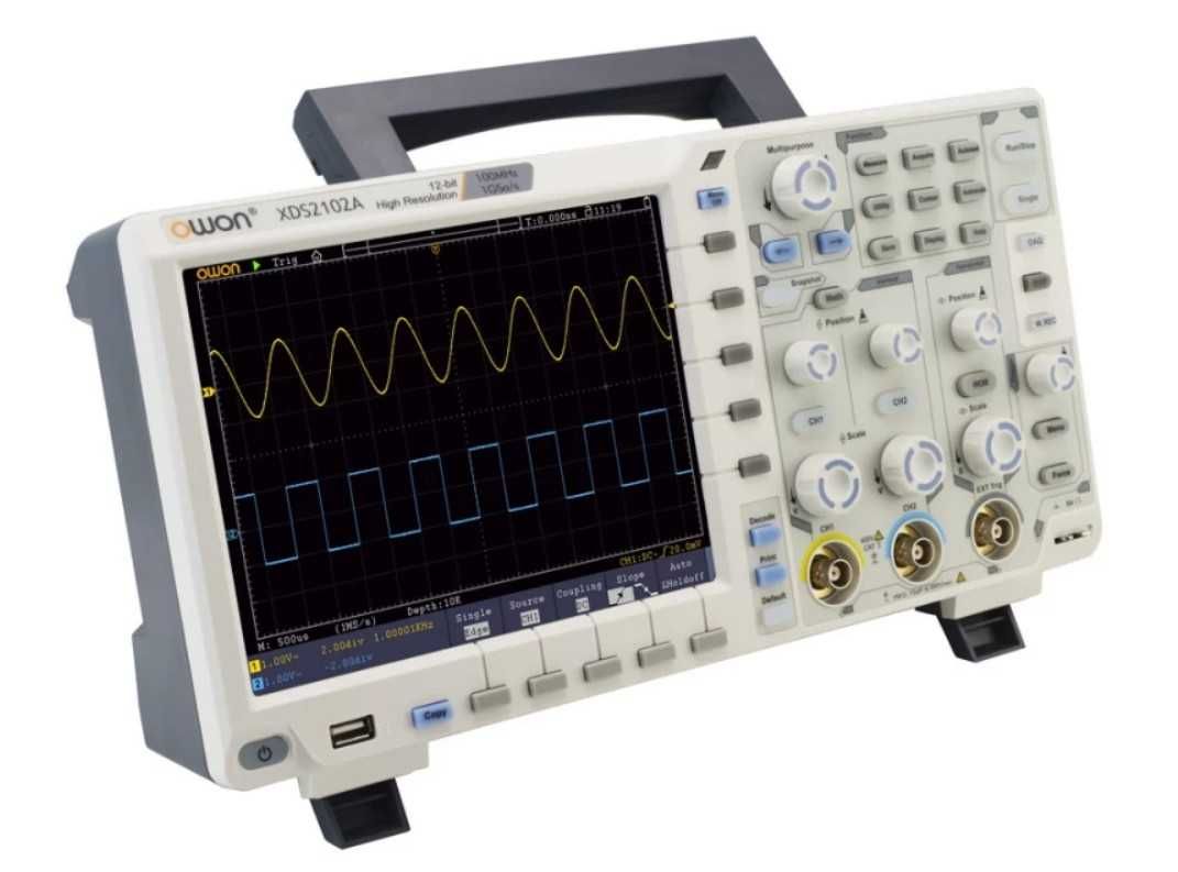 OWON XDS2102A - осцилограф 12біт 100МГц 1 ГВиб/с, 2 канали, екран 8"