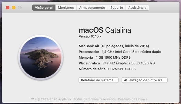 Apple MacBook Air 13,3" modelo de 2014