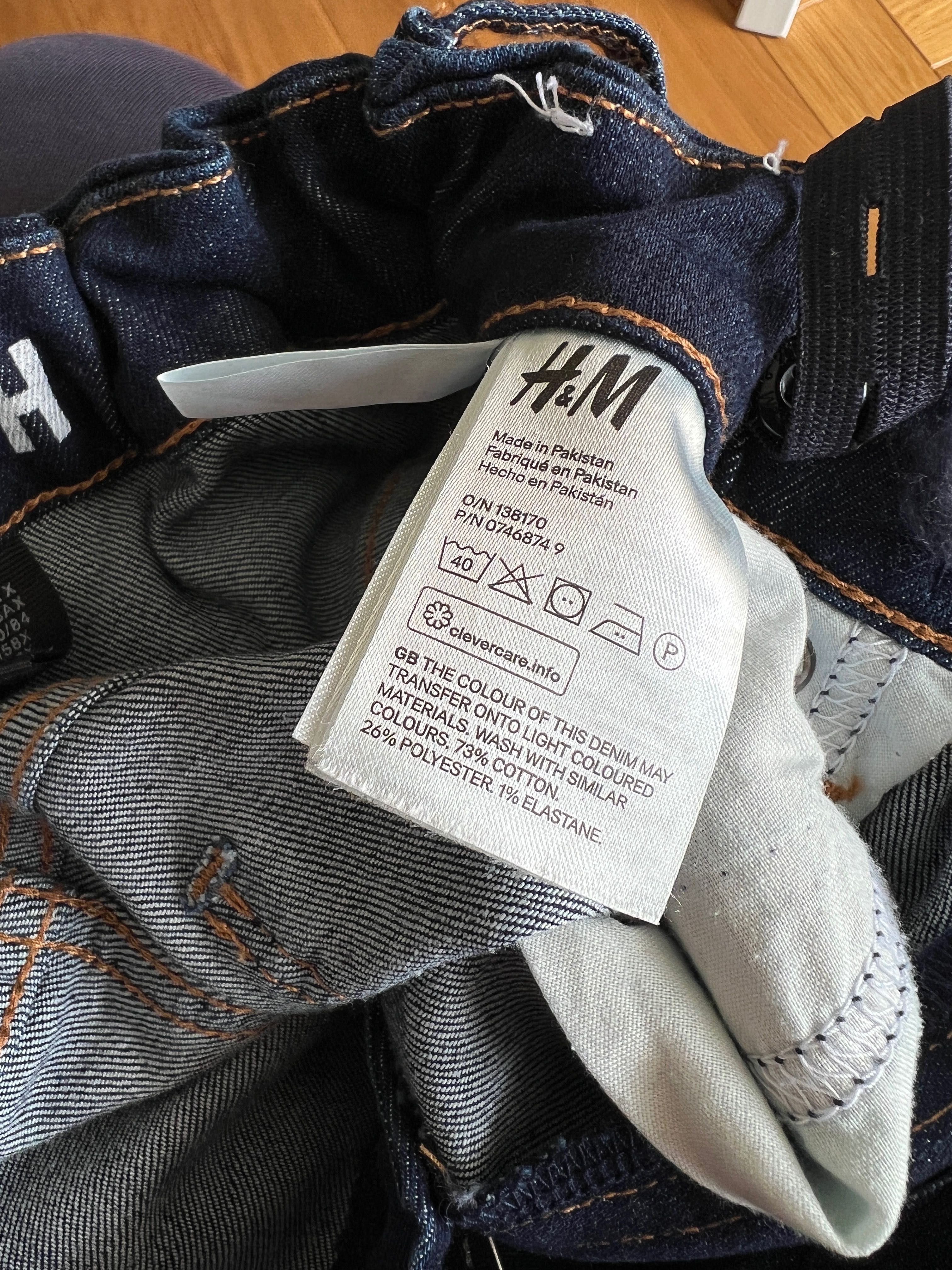 H&M granatowe spodnie jeansy 158 super stretch