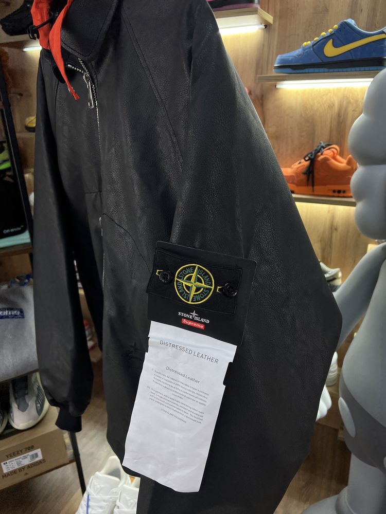 Куртка Stone Island x Supreme Leather Bomber Black