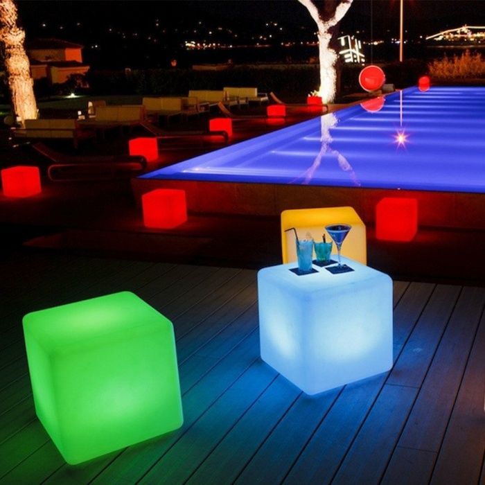 Cubo puff luminosos rgb